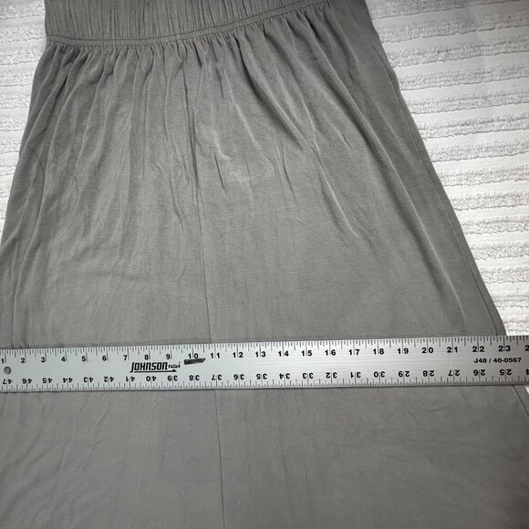 Blue Fish 1998 Hand Printed Flower Maxi Skirt Sz 2 Gray Elastic Waist Art Wear - Picture 7 of 8